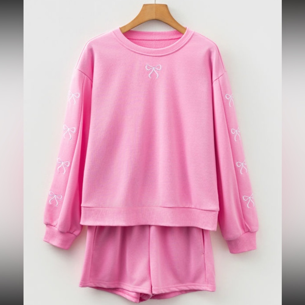 ⭐️Pink Dream Lounge Long sleeve Bow set - Picture 2 of 4